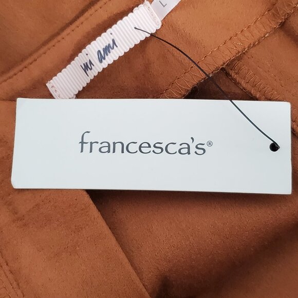 Francesca's Mi Ami Brown Soft Brushed Feel Faux Suede Skirt #WS10165 NEW Size L - Picture 10 of 12
